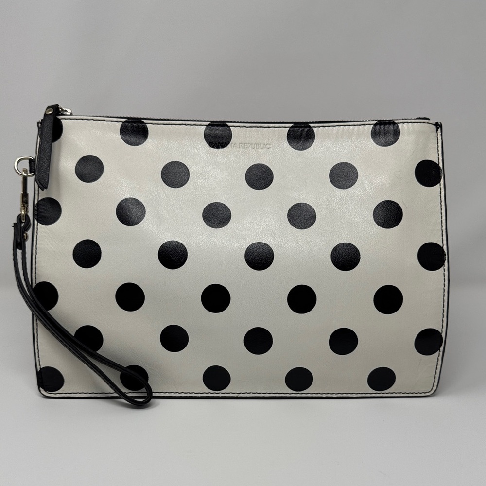 Banana Republic Black and White Polka Dot Wristlet